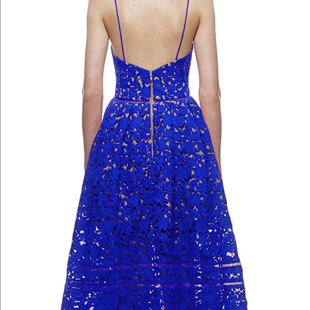 Blue Floral Mid-length A-line Dress - Picture 2 of 3